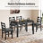 5-Piece Modern Farmhouse Dining Table Sets, Space-Saving Solid Wood Kitchen Dining Sets With Faux Marble Table & 4 Slat Back Linen Upholstered Chairs-63235338