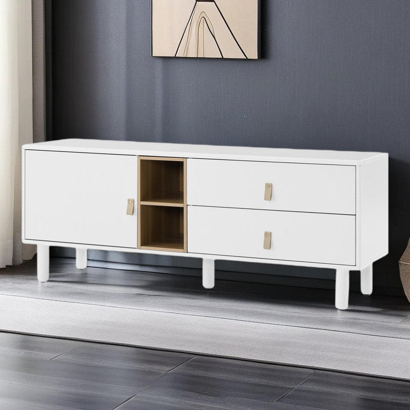 Crédence de rangement l 54,57 po Birga, Blanc