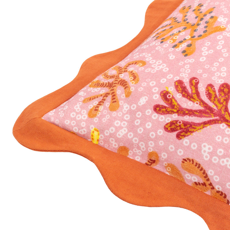 Coral Abstract Square Throw Cushion, Pink/Orange