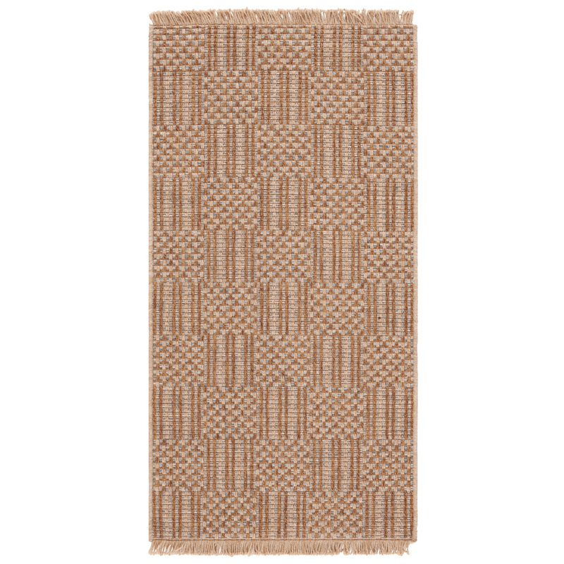 Skellytown Sisal All-Weather Performance Checkered Indoor/Outdoor Area Rug, Runner 2'2" x 8'