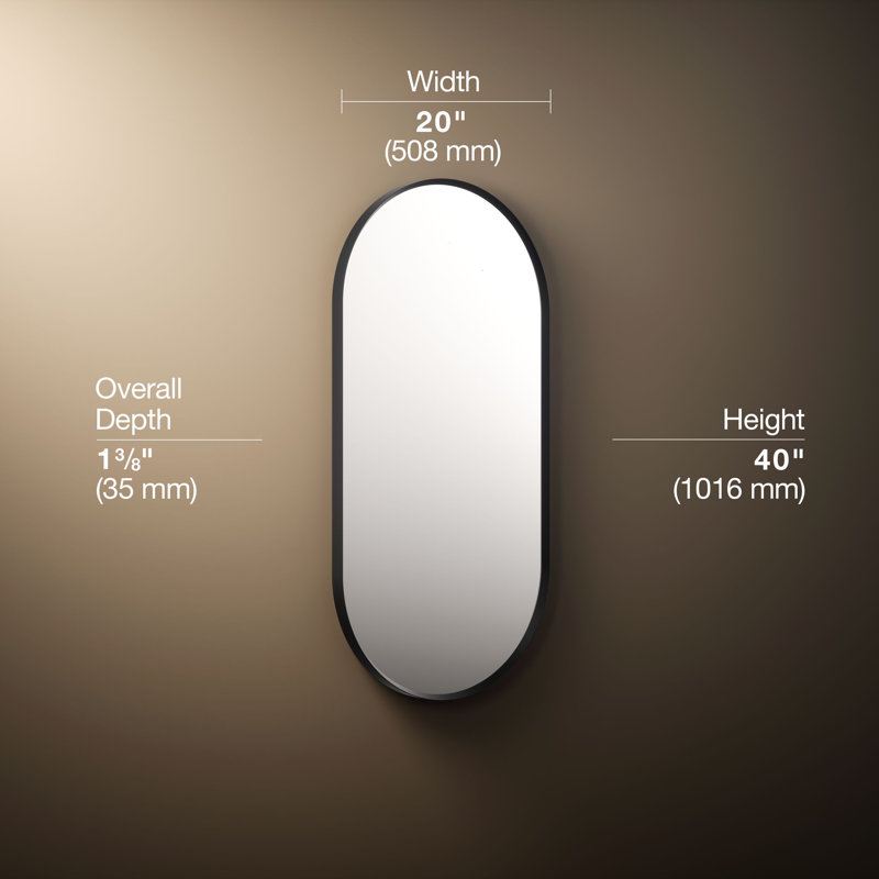 Essential Decorative Bathroom / Vanity Mirror, Matte Black, 40" x 20"