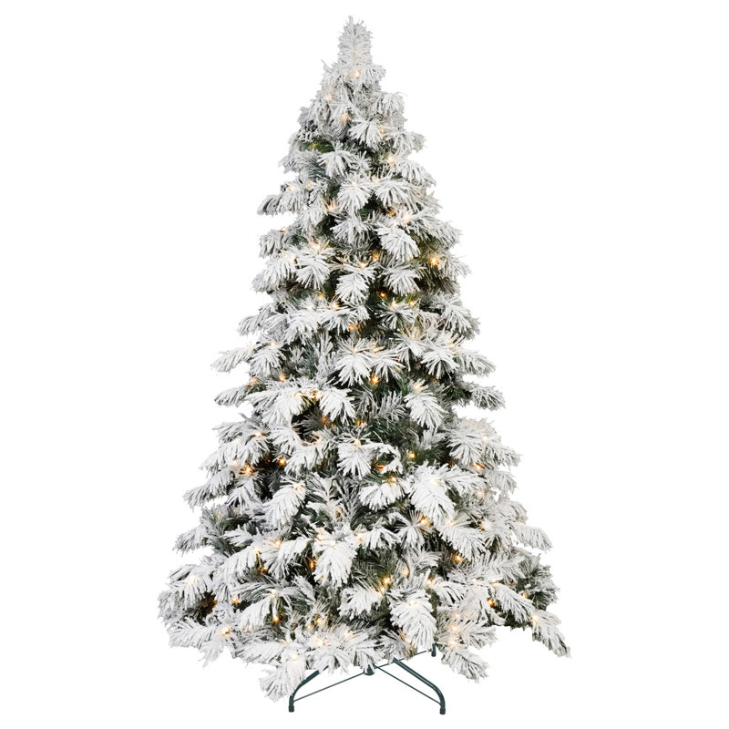 Arbre de Noël artificiel floqué pré-éclairé, 8'