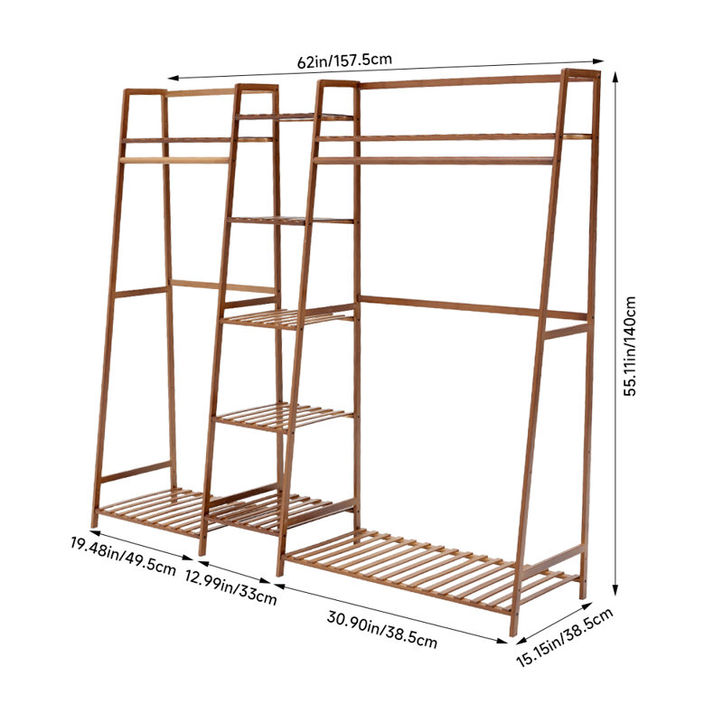 157.5cm Clothing Rack, Brown