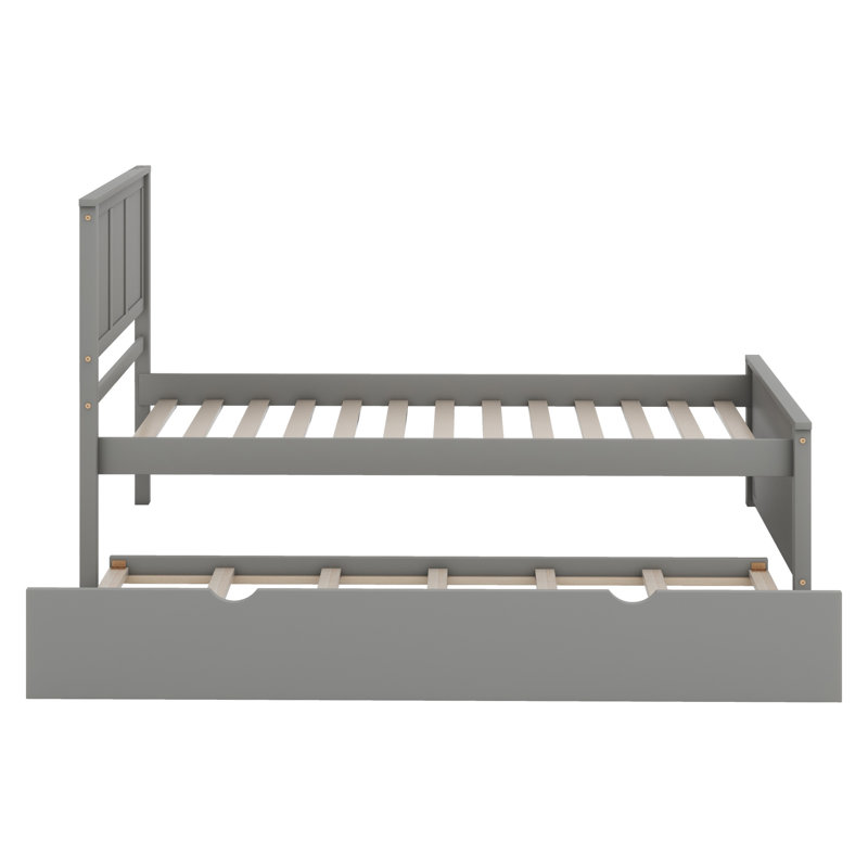 Lit plateforme avec lit gigogne, Gris