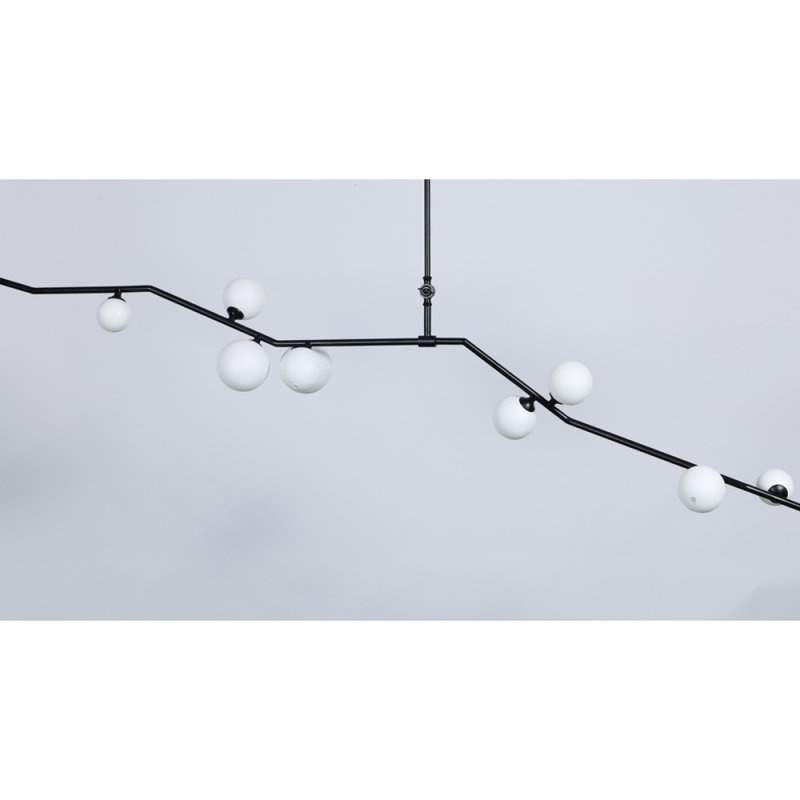 Lustre suspendu en laiton 12 lumières, Nickel poli, Couleurs mélangées, 110 po de largeur x 12 po de profondeur x 12 po de