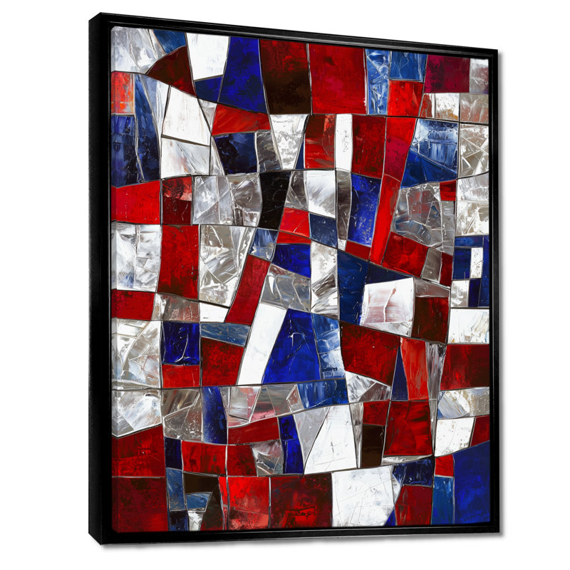 «Nyiah Unity In Force Usa Flag Fragments I», États-Unis, H 32 po x l 24 po, Impression encadrée flottante, Noir