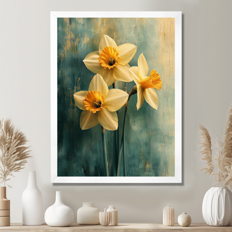 Hayton - décoration murale florale, H 44 po x l 34 po, Blanc, Picture Framed