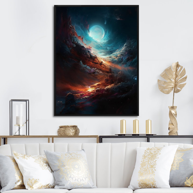 Imagine Space II sur toile, H 20 po x l 12 po x P 1 po, Cadre flottant noir