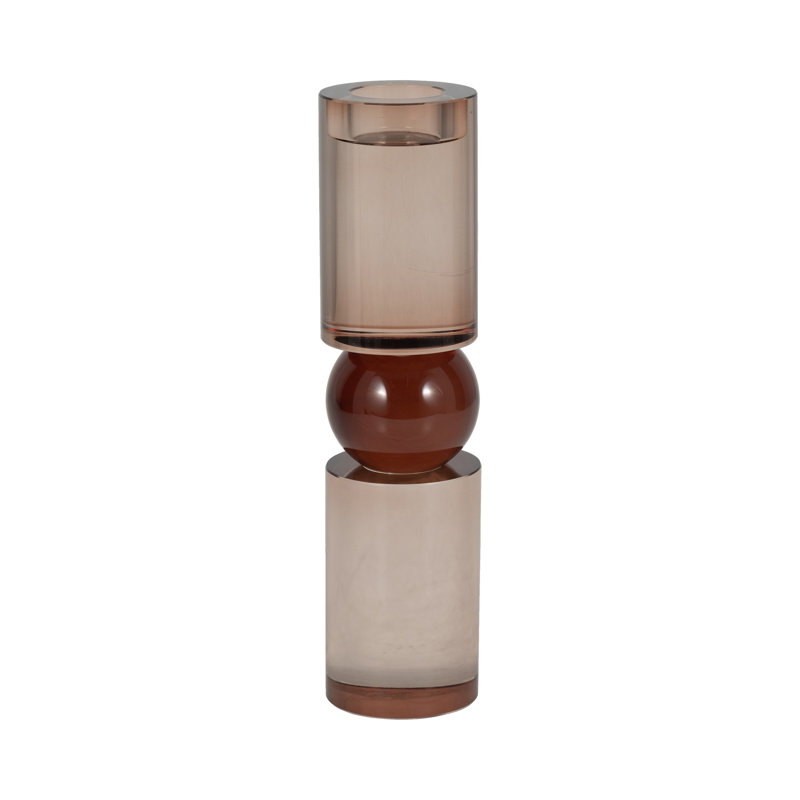 Porte-bougie cylindrique en verre pour décoration de table Modern, H 11 po x l 3 po x P 3 po, Bronze