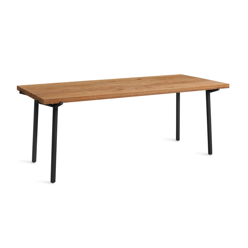 Branch Oak Solid Wood Top Dining Table, 33" W x 76" L, Black, Oak