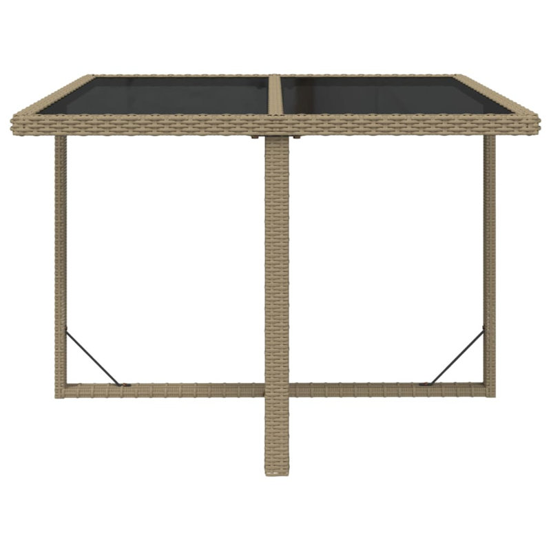 Elyah Rectangular Glass Steel Outdoor Dining Table - 109 cm W 107 cm D, Beige
