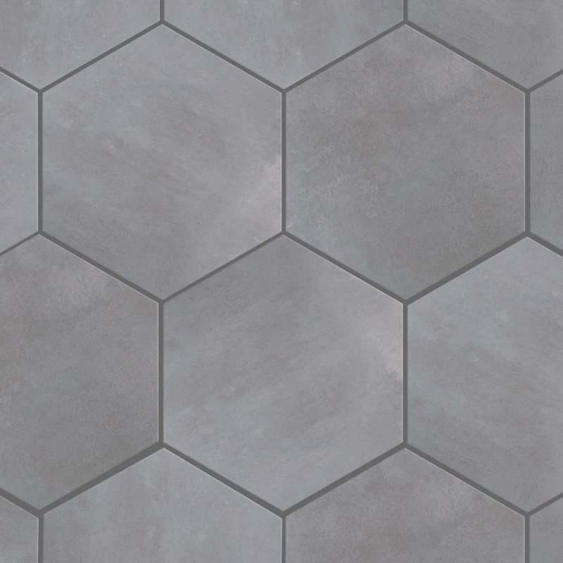 Industrial Hex 8-1/2 In. X 9-7/8 In. Porcelain Modern Look Wall & Floor Tile, Silver