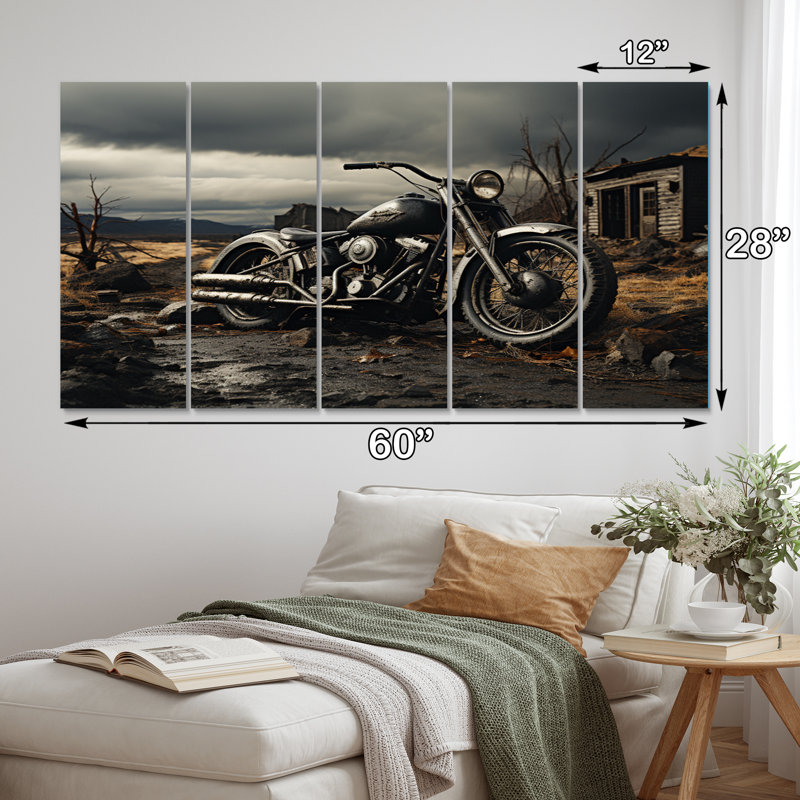 «Grey Moto», photographie de paysage monochrome sur toile 5 pièces