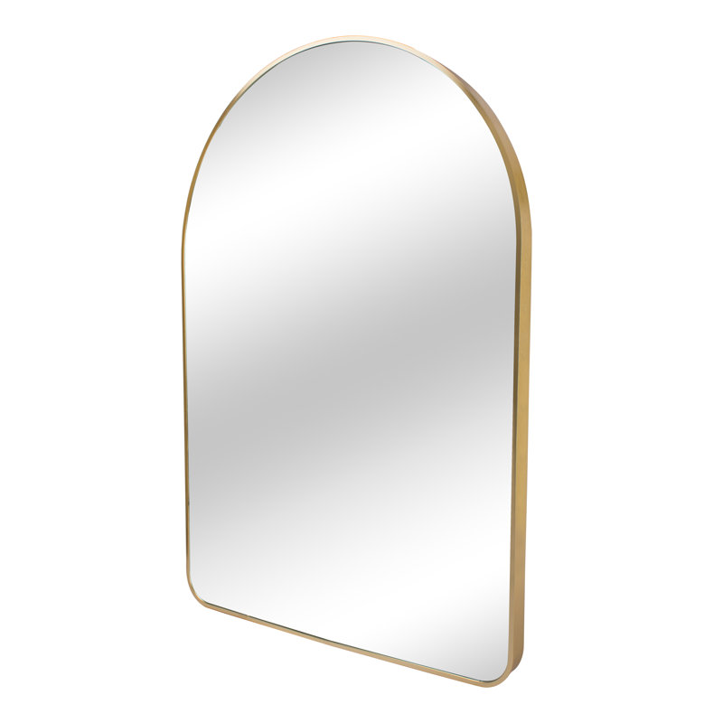 Arched Wall Mirror with Metal Frame, Gold