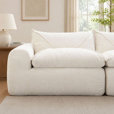 Canapé de 116 po entièrement compressé avec mousse haute densité, aucun assemblage requis, conception sans pieds sans structure, dossier et coussin de siège intégrés, combinaison libre, chenille de particules