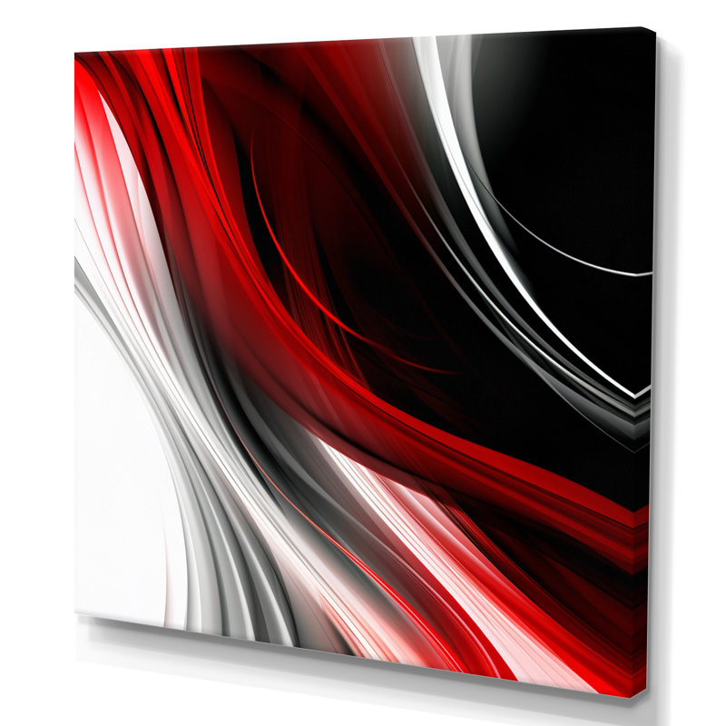 Rouge, rouge, infini ondulations I - art abstrait de vagues modernes, H 36 po x l 36 po x P 1,5 po, Toile tendue