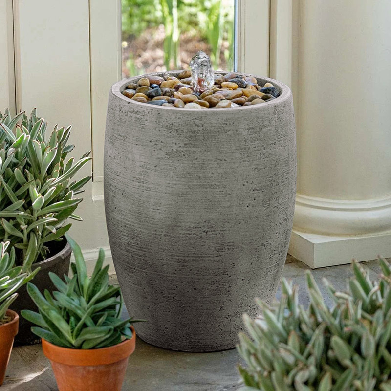 Soma Hand Crafted Weather Resistant Column Fountain, Graystone