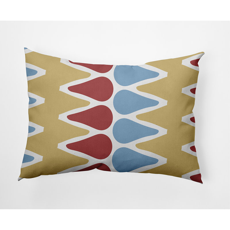 Geometric Outdoor Reversible Throw Pillow, Yellow