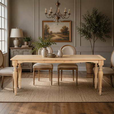 Table de salle à manger extensible rétro Vintage 82,7 pouces avec feuille amovible de 23,6 pouces, naturel