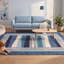 Tapis Juniper moderne à rayures effet pinceau, bleu marine, turquoise, gris, crème et rose, lavable à la machine, antidérapant, à poils courts, pour l'intérieur et l'extérieur, adapté aux animaux domestiques, idéal pour le salon, la chambre, la salle à manger, l'entrée, le couloir ou le bureau.-1324417363