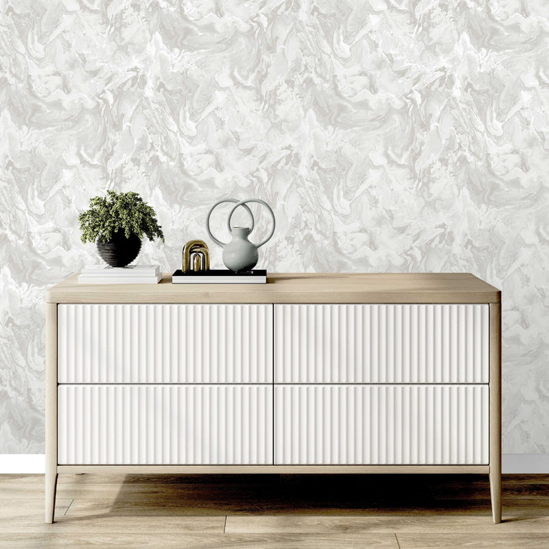 Metallic Marble Luxury Wallpaper, White