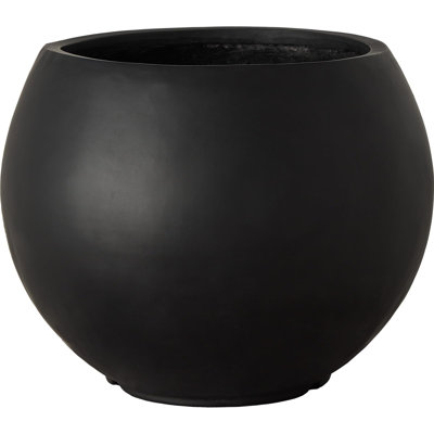 17" H x 21" Dia Modern Large Round Black Fiberstone Planter Pot with Drainage Hole, Lightweight UV-Resistant Planter for Olive Trees, Fiddle Leaf Fig & Tall Plants, Indoor Outdoor Entryway, Patio