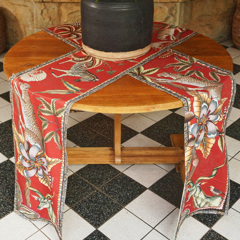 Table Runner - Pangolin Park - Small, Royal Red, 94'' L x 16'' W