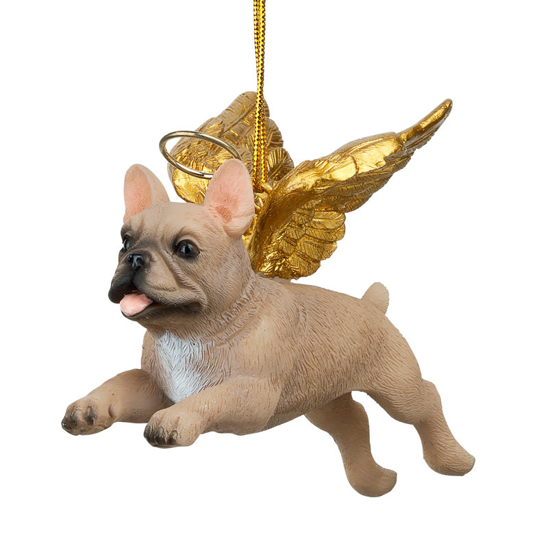 French Bull Dog Angel Holiday Ornament