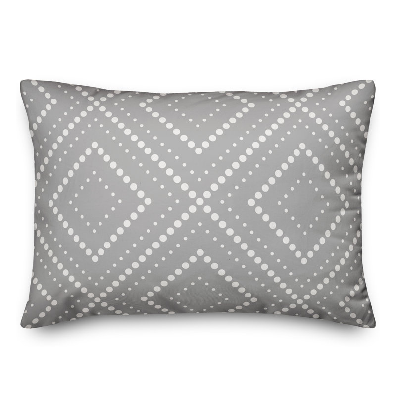 Dotted Diamond Lumbar Pillow, Gray/White