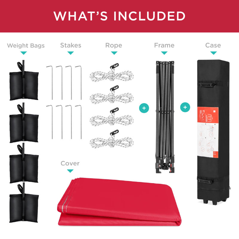 118'' W x 118'' D Steel Pop-Up Canopy, Red