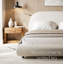 Lit de rangement moderne rembourré en tissu bouclé crème avec rangement relevable et tête de lit courbée-585462834