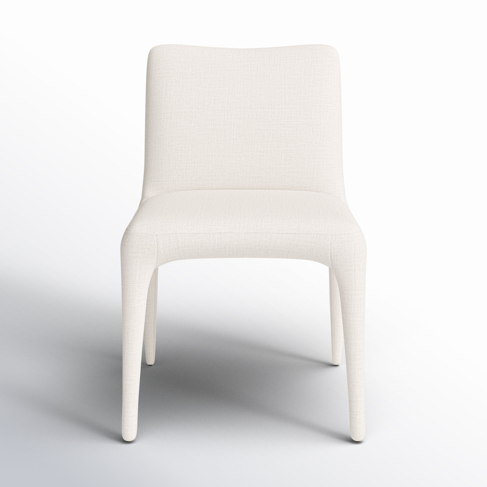 Keavy Genuine Leather Side Chair, Mixt Linen Natural
