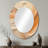 Orange And Beige Unbounded Imagination III - Abstract Oval Decorative Mirror On Metal-1563721910