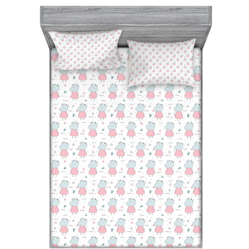 Microfiber Floral Sheet Set, Queen Sheet Set with Fitted Sheet
