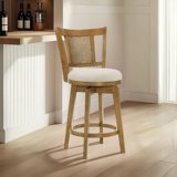 Demeterius Counter Height Or Bar Height Rubberwood Barstool With Fabric Seat - Set Of 2