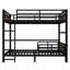 Lit superposé double au dessus d'un lit double avec barrière de sécurité - Lit mezzanine convertible et lits plateforme pour enfants, couleur bois rétro-427151317-427151316