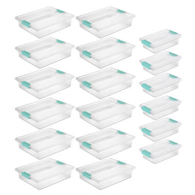 Sterilite Large Nesting ShowOffs Portable Clear Letter Size File Box with  Latches for Documents, Pictures, or Schoolwork, 18 Pack 