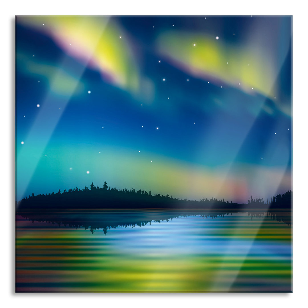 Glasbild Polarlichter in Alaska