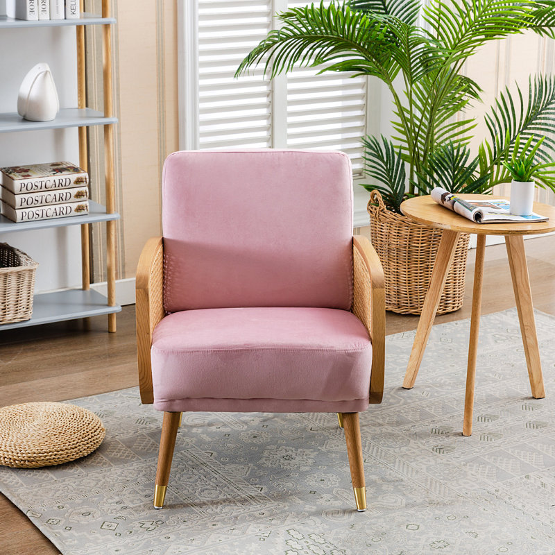 Edgao Velvet Armchair, Pink