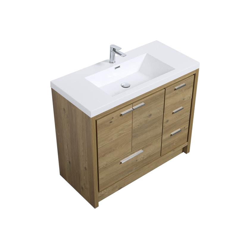 Spiker 41.7'' Single Bathroom Vanity with Poly Marble Top
