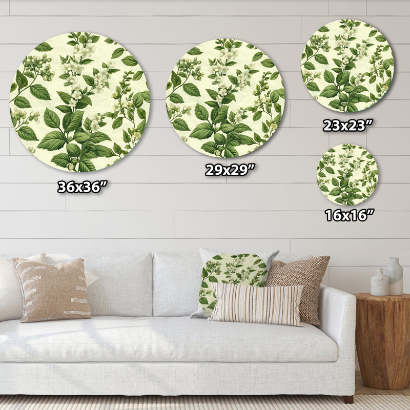 «Wilfflowers Collage Of Springs Essence», décoration murale traditionnelle en métal vert, H 16 po x l 16 po