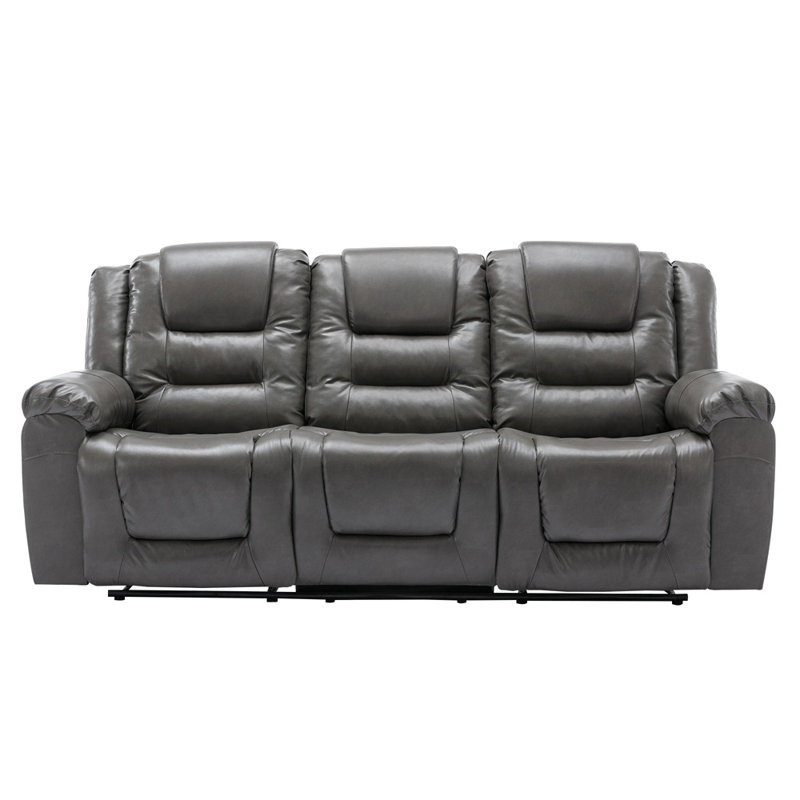 Canapé inclinable en similicuir 84,2 po, Similicuir gris