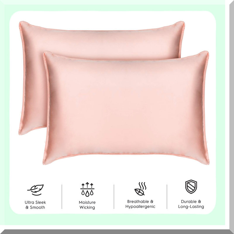 Bamboo Bliss Twin Duvet Set - 400TC, Silk Feel - Cooling & Anti-Static - Pale Blush - Includes 1 Pillow Sham - 2 Pieces
