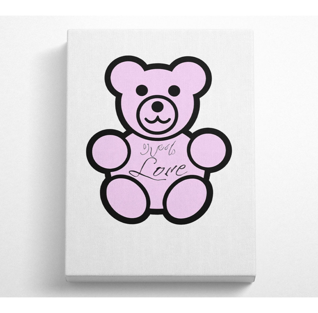 Kinderzimmer Zitat Meine erste Liebe Teddybär Weiß - Leinwanddrucke auf Wrapped Canvas