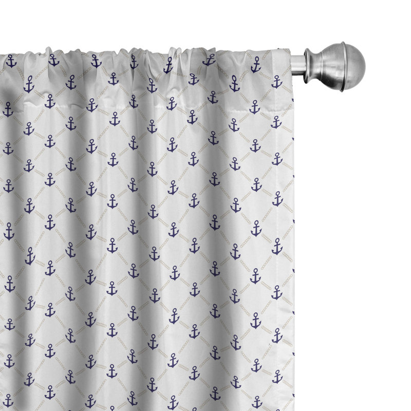 Ambesonne Anchor Geometric Semi-Sheer Rod Pocket Curtain Panels (Set of 2)