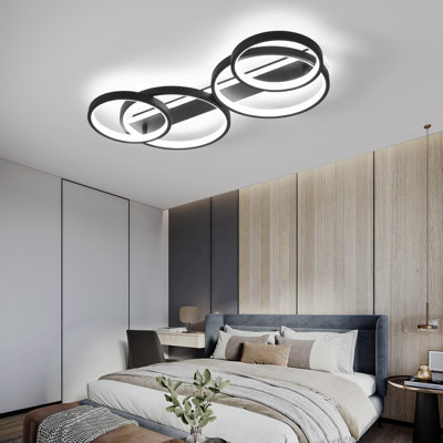 Morfone 33.8 inch Modern adjustable brightness 4 Light LED Flush Mount Light Contemporary Hallway Ceiling Fixture for Bedroom Corridor Stairwell and Living Room Brand