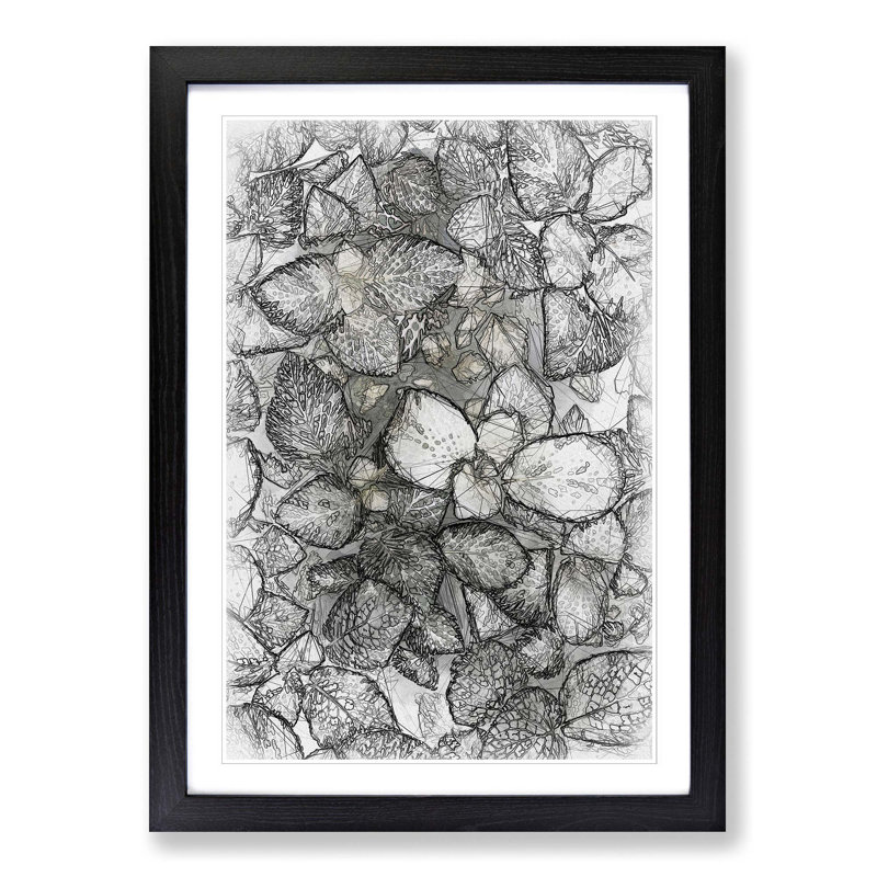 Plant Leaves Abstract Art - Picture Frame Graphic Art Print, Black, 91cm H x 60cm W x 2cm D