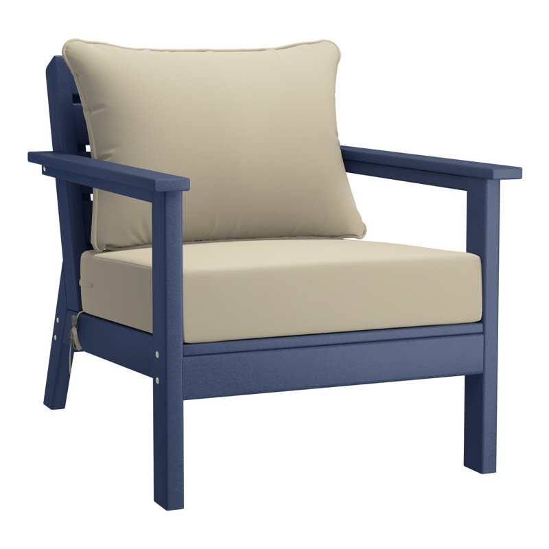 Chaise avec coussins Hydea, Marine, Beige