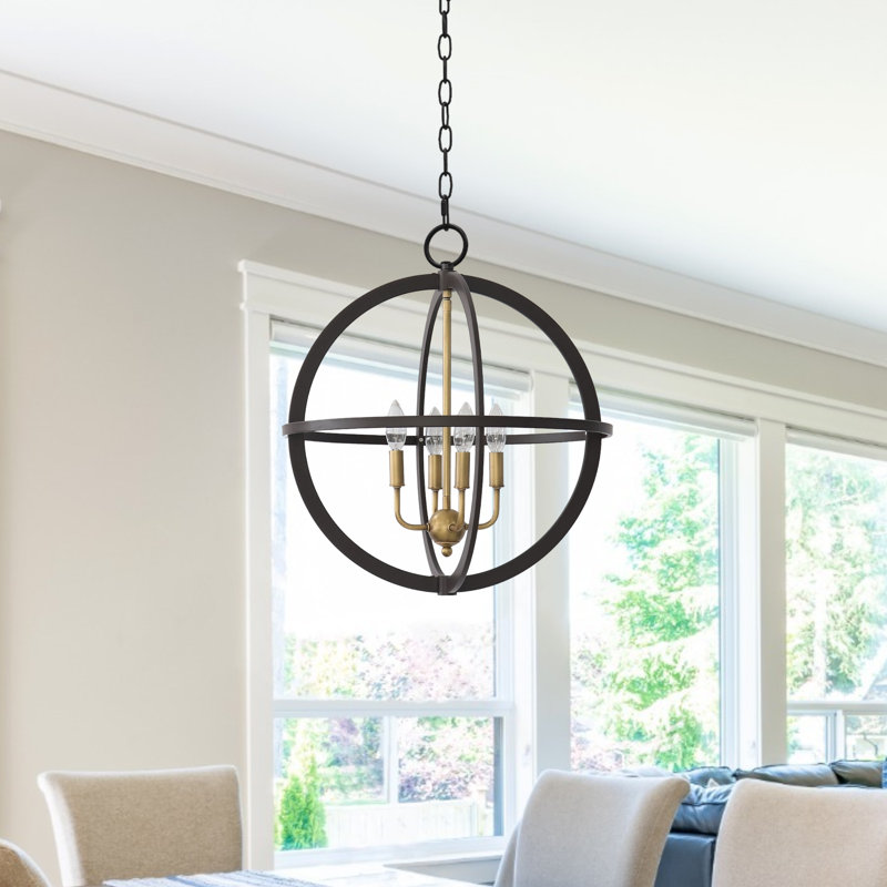 Luminaire suspendu sphère 4 lumières Demetricus, Bronze