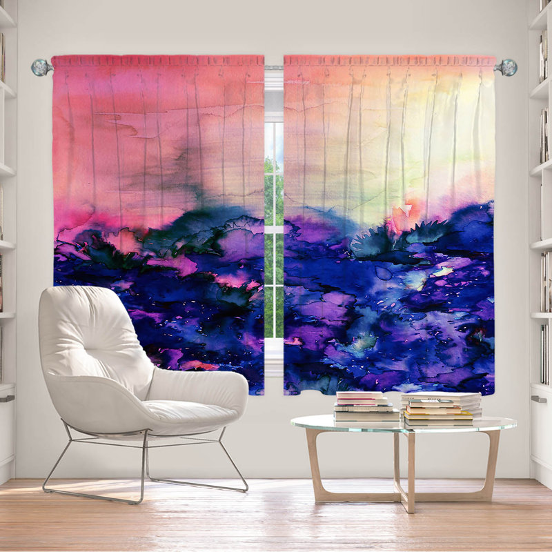 Panneau de rideau simple obscurcissant et isolant Into the Eye, Rose / indigo, L 56 po x L 78 po